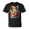 Cat Reading A Book Men Women Kids T-Shirt
