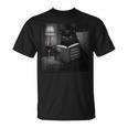 Cat Reading Book Retro Cat Photo Humor T-Shirt