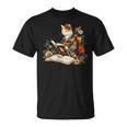 Cat Reading A Book In Traditional Japanese Clothing Kimono T-Shirt Cat Reading A Book In Traditional Japanese Clothing Kimono T-Shirt