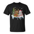 Christmas Tree Snowman Reindeer Book Stack Librarian T-Shirt
