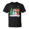 Christmas Tree Snowman Reindeer Book Stack Tee Librarian T-Shirt