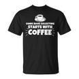 Comic Book Collecting Starts With Coffee Funny T-Shirt