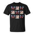 Coquette Bow Book US Flag 4th Of July Librarian Bookworm T-Shirt