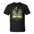 Crescent Mushroom Book Fungi Art Woodland Mystical Night T-Shirt