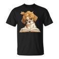Cute Beagle Puppy Reading Book Lover Dog Animal Graphic T-Shirt