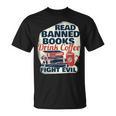 Cute Bookworm Tees Read Banned Books Drink Coffee Small -Adults T-Shirt