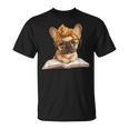 Cute Bulldog Reading Dog Book Lover Animal Graphic French T-Shirt Cute Bulldog Reading Dog Book Lover Animal Graphic French T-Shirt