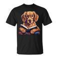 Cute Dog Golden Retriever Reading Book T-Shirt