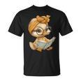 Cute Duckling Reading Book With T-Shirt