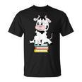Cute Kawaii Cow Book Reading Bookworm Boys Girls Kids T-Shirt
