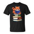 Cute Kawaii Kids Reading Books Glasses Red Panda Lover T-Shirt Cute Kawaii Kids Reading Books Glasses Red Panda Lover T-Shirt