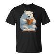 Cute Polar Bear Is Reading a Book Reading Polar Bear T-Shirt