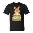 Cute Rabbit Bunny Reading Book Easter Day Teacher Librarian T-Shirt