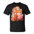 Cute Red Panda Reading Book Sloth Kawaii Animal T-Shirt