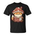 Cute Shiba Inu Mushroom Hat Reading Book Art T-Shirt Cute Shiba Inu Mushroom Hat Reading Book Art T-Shirt