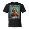 Cute Sloth Reading Book School Librarian Teacher Student T-Shirt