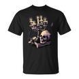 Dark Academia Aesthetic Gothic Book Candle Skull Red Rose T-Shirt Dark Academia Aesthetic Gothic Book Candle Skull Red Rose T-Shirt