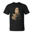 Dark Academia Vintage Owl On Books With Candle Library T-Shirt