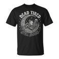 Dead Tired Still Awake Skeleton Moon Reading T-Shirt