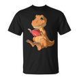 Dinosaur Reading Book Dino Reading Book Lovers Book Readers T-Shirt