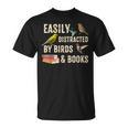 Easily Distracted By Birds & Books Vintage Birder T-Shirt