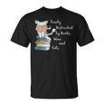 Easily Distracted By Books Wine And Cats Lover T-Shirt