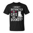 Easily Distracted By Cats And Books Cat Lover T-Shirt