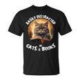 Easily Distracted By Cats And Books Librarians Bibliophiles T-Shirt Easily Distracted By Cats And Books Librarians Bibliophiles T-Shirt