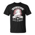 Easily Distracted By Cats And Books Men Cat Book Lover T-Shirt