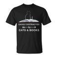 Easily Distracted By Cats And Books Reading Cats Main Coon T-Shirt Easily Distracted By Cats And Books Reading Cats Main Coon T-Shirt