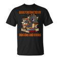 Easily Distracted By Dragon And Books Cute Dragon Read Book T-Shirt Easily Distracted By Dragon And Books Cute Dragon Read Book T-Shirt