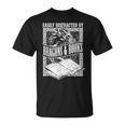 Easily Distracted By Dragons & Books Artwork T-Shirt Easily Distracted By Dragons & Books Artwork T-Shirt