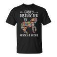 Easily Distracted By Horse And Books Nerds Horse Lovers T-Shirt