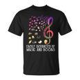 Easily Distracted By Music And Books For Book Lovers T-Shirt