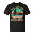 Easily Distracted By Penguins & Books Retro T-Shirt