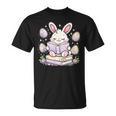Easter Bunny Reading Book Cute Pastel Eggs T-Shirt