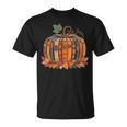 Fall Book Pumpkin Retro Reading Teacher Autumn Books Lover T-Shirt