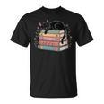 Floral Cat Sleeping On Books T-Shirt Floral Cat Sleeping On Books T-Shirt