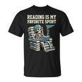 Football Skeleton Reading On Book Stack T-Shirt
