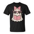 Ghost Reading Book Halloween Cat Lover T-Shirt Ghost Reading Book Halloween Cat Lover T-Shirt
