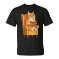 Ginger Tabby Cat Reading Book Glasses Retro Illustration T-Shirt