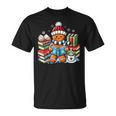 Gingerbread Reading Book Lovers Christmas Bookworm Librarian T-Shirt