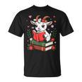 Goat Reading Book Graphic With Floral T-Shirt Goat Reading Book Graphic With Floral T-Shirt