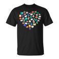 Heart Of Books Book Lover Heart Shape Reading T-Shirt