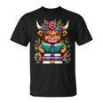 Highland Cow Book Floral Bookworm T-Shirt