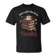 Just a Girl Who Loves Books Aesthetic Bookworm Library Art T-Shirt
