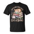 Just A Girl Who Loves Cats And Books Reading Librarian T-Shirt Just A Girl Who Loves Cats And Books Reading Librarian T-Shirt