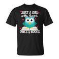 Just A Girl Who Loves Owls And Books Cute Bookworm T-Shirt