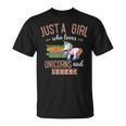Just A Girl Who Loves Unicorns And Books Women Reading T-Shirt Just A Girl Who Loves Unicorns And Books Women Reading T-Shirt