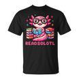 Kawaii Axolotl Readsolotl Book Lover Reading Bookworm Girls T-Shirt